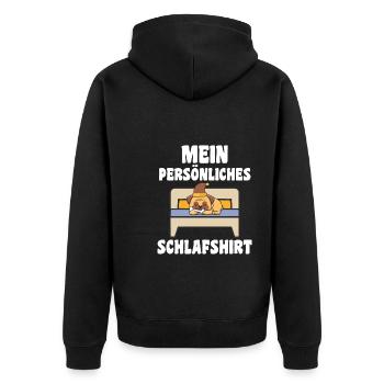 Schlafanzug Mops Pyjama Geschenk - Unisex Premium Bio Zip Hoodie - Schwarz - Hinten - Nico (187cm)