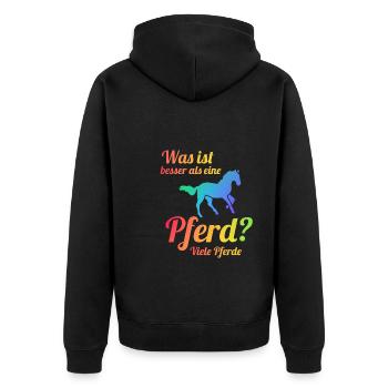 Pferd Reiten Pferde Geschenk - Unisex Premium Bio Zip Hoodie - Schwarz - Hinten - Nico (187cm)