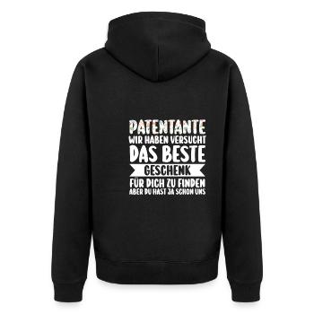 Patentante Familie Patentanten Geschenk - Unisex Premium Bio Zip Hoodie - Schwarz - Hinten - Nico (187cm)