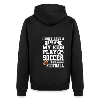 baller fussball baller Geschenk - Unisex Premium Bio Zip Hoodie - Schwarz - Hinten - Nico (187cm)