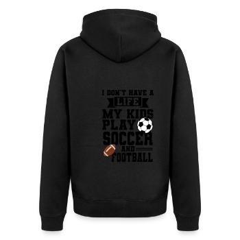 baller fussball baller Geschenk - Unisex Premium Bio Zip Hoodie - Schwarz - Hinten - Nico (187cm)
