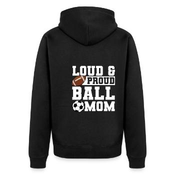 baller fussball baller Geschenk - Unisex Premium Bio Zip Hoodie - Schwarz - Hinten - Nico (187cm)