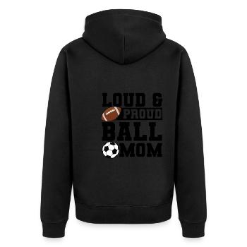 baller fussball baller Geschenk - Unisex Premium Bio Zip Hoodie - Schwarz - Hinten - Nico (187cm)