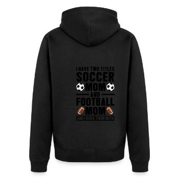 baller fussball baller Geschenk - Unisex Premium Bio Zip Hoodie - Schwarz - Hinten - Nico (187cm)