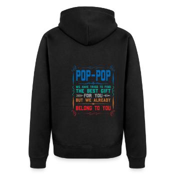 pop-pop Vatertag pop-pop Geschenk - Unisex Premium Bio Zip Hoodie - Schwarz - Hinten - Nico (187cm)