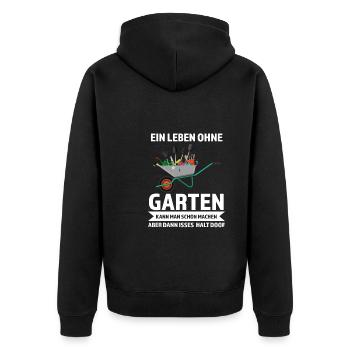 Gärtner Garten Gärtnerei Geschenk - Unisex Premium Bio Zip Hoodie - Schwarz - Hinten - Nico (187cm)