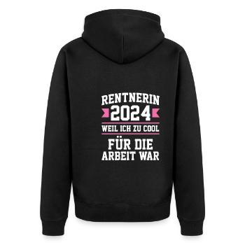 Rentnerin 2024 Rente Rentnerin Geschenk - Unisex Premium Bio Zip Hoodie - Schwarz - Hinten - Nico (187cm)