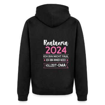 Rentnerin 2024 Oma Rentnerin Geschenk - Unisex Premium Bio Zip Hoodie - Schwarz - Hinten - Nico (187cm)