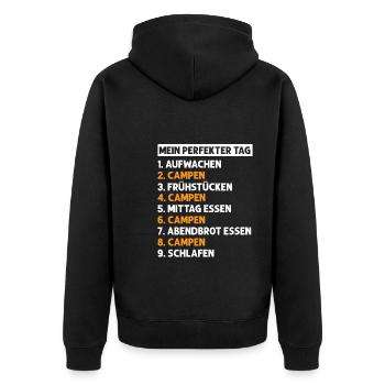 Campen Camping Camper Geschenk - Unisex Premium Bio Zip Hoodie - Schwarz - Hinten - Nico (187cm)