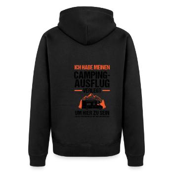 Campen Camping Campingplatz Geschenk - Unisex Premium Bio Zip Hoodie - Schwarz - Hinten - Nico (187cm)