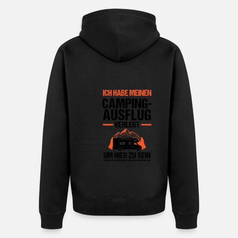 Campen Camping Campingplatz Geschenk - Unisex Premium Bio Zip Hoodie - Schwarz