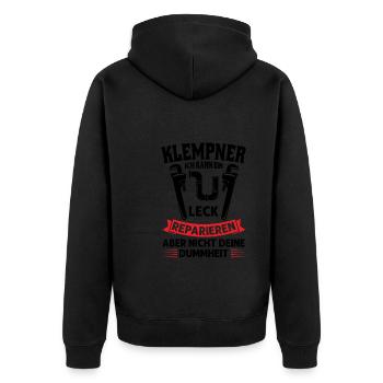 Klempner Beruf Heizungsinstallateur Geschenk - Unisex Premium Bio Zip Hoodie - Schwarz - Hinten - Nico (187cm)