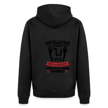 Installateur Beruf Wasserinstallateur Geschenk - Unisex Premium Bio Zip Hoodie - Schwarz - Hinten - Nico (187cm)