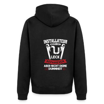 Installateur Beruf Anlagenmechaniker Geschenk - Unisex Premium Bio Zip Hoodie - Schwarz - Hinten - Nico (187cm)