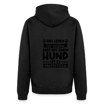 Hund Hunde Haustiere Geschenk - Unisex Premium Bio Zip Hoodie - Schwarz - Hinten - Nico (187cm)