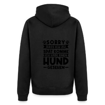 Hund Hunde Haustiere Geschenk - Unisex Premium Bio Zip Hoodie - Schwarz - Hinten - Nico (187cm)
