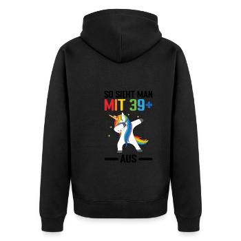 Geburtstag Geburtstagfeier vierzig Jahre Alt Gesch - Unisex Premium Bio Zip Hoodie - Schwarz - Hinten - Nico (187cm)