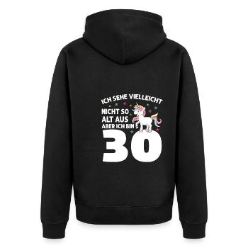 Geburtstag Geburtstagfeier dreizig Jahre alt Gesch - Unisex Premium Bio Zip Hoodie - Schwarz - Hinten - Nico (187cm)