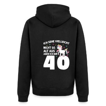 Geburtstag Geburtstagfeier vierzig Jahre Alt Gesch - Unisex Premium Bio Zip Hoodie - Schwarz - Hinten - Nico (187cm)