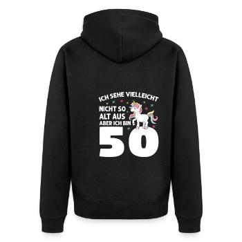 Geburtstag Geburtstagfeier fünfzig Jahre alt Gesch - Unisex Premium Bio Zip Hoodie - Schwarz - Hinten - Nico (187cm)