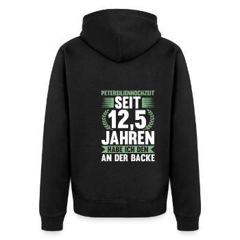 12,5 Jahre Ehe Ehefrau Ehepaar Geschenk - Unisex Premium Bio Zip Hoodie - Schwarz - Hinten - Nico (187cm)