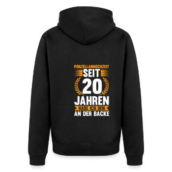 20 Jahre Ehe Ehefrau Ehepaar Geschenk - Unisex Premium Bio Zip Hoodie - Schwarz - Hinten - Nico (187cm)