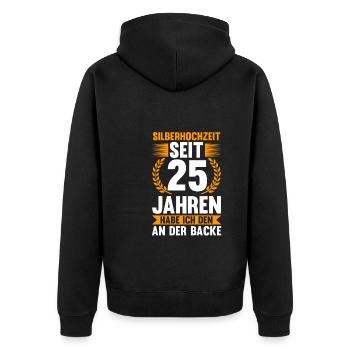 25 Jahre Ehe Ehefrau Ehepaar Geschenk - Unisex Premium Bio Zip Hoodie - Schwarz - Hinten - Nico (187cm)