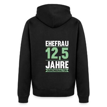 12,5 Jahre Ehe Ehefrau Petersilien Hochzeit Gesche - Unisex Premium Bio Zip Hoodie - Schwarz - Hinten - Nico (187cm)