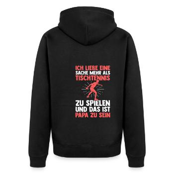 Tischtennis Papa Vater Geschenk - Unisex Premium Bio Zip Hoodie - Schwarz - Hinten - Nico (187cm)