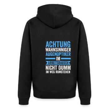 Optiker Beruf Sehschärfe Geschenk - Unisex Premium Bio Zip Hoodie - Schwarz - Hinten - Nico (187cm)