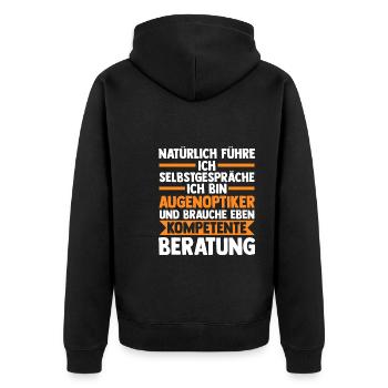 Optiker Beruf Augenoptiker Geschenk - Unisex Premium Bio Zip Hoodie - Schwarz - Hinten - Nico (187cm)
