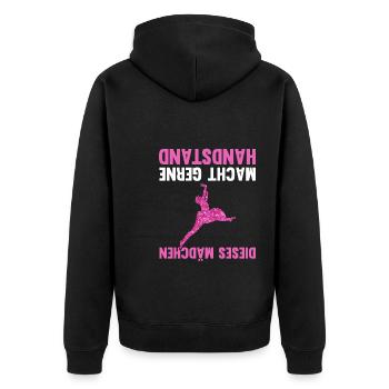 Handstand Turnerin Turner Geschenk - Unisex Premium Bio Zip Hoodie - Schwarz - Hinten - Nico (187cm)