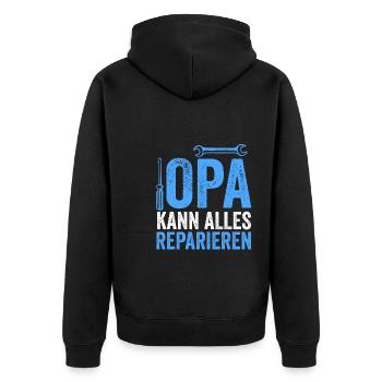 Opa Großvater Großeltern Geschenk - Unisex Premium Bio Zip Hoodie - Schwarz - Hinten - Nico (187cm)