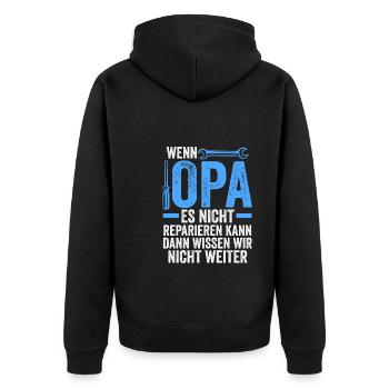 Opa Großvater Großvater Geschenk - Unisex Premium Bio Zip Hoodie - Schwarz - Hinten - Nico (187cm)