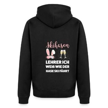 Skihase Apres Ski Skihäschen Geschenk - Unisex Premium Bio Zip Hoodie - Schwarz - Hinten - Nico (187cm)