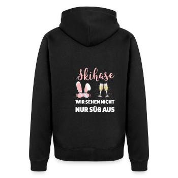 Skihase Apres Ski Skihaserl Geschenk - Unisex Premium Bio Zip Hoodie - Schwarz - Hinten - Nico (187cm)