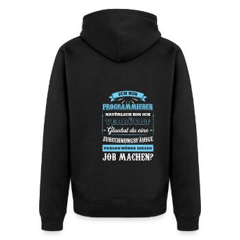 Programmierer Beruf Coder Geschenk - Unisex Premium Bio Zip Hoodie - Schwarz - Hinten - Nico (187cm)