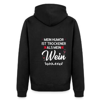 Wein Riesling Weinglas Geschenk - Unisex Premium Bio Zip Hoodie - Schwarz - Hinten - Nico (187cm)