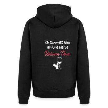 Wein Rotwein Weinschorle Geschenk - Unisex Premium Bio Zip Hoodie - Schwarz - Hinten - Nico (187cm)