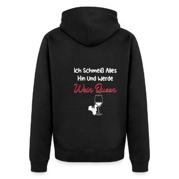 Wein Schorle Weintrinker Geschenk - Unisex Premium Bio Zip Hoodie - Schwarz - Hinten - Nico (187cm)