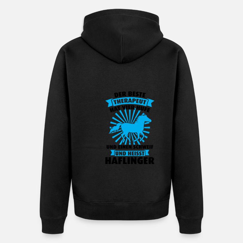 Haflinger Pferd Pferde Geschenk - Unisex Premium Bio Zip Hoodie - Schwarz