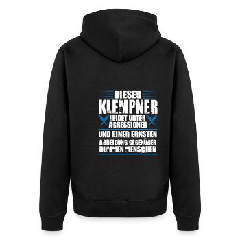 Klempner Beruf Sanitär Geschenk - Unisex Premium Bio Zip Hoodie - Schwarz - Hinten - Nico (187cm)