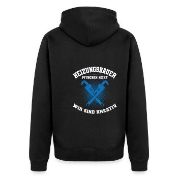Heizungsbauer Beruf Installateur Geschenk - Unisex Premium Bio Zip Hoodie - Schwarz - Hinten - Nico (187cm)