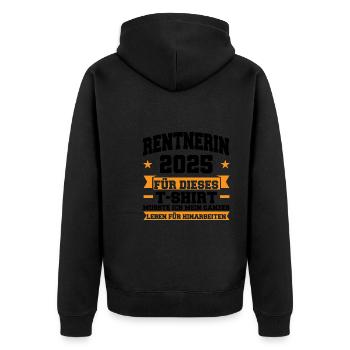 Rentnerin 2025 Rente Ruhestand Geschenk - Unisex Premium Bio Zip Hoodie - Schwarz - Hinten - Nico (187cm)