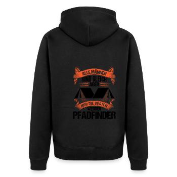 Pfadfinder Wandern Scout Geschenk - Unisex Premium Bio Zip Hoodie - Schwarz - Hinten - Nico (187cm)