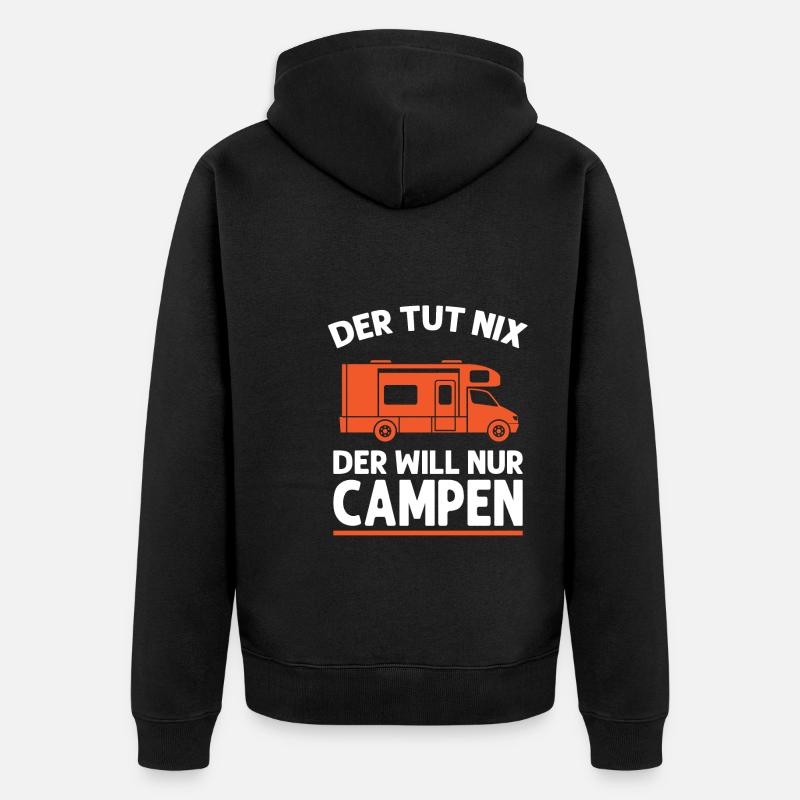 Camper Campen Camping Geschenk - Unisex Premium Bio Zip Hoodie - Schwarz
