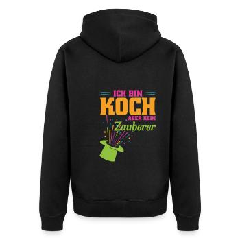Koch Beruf Küchenchef Geschenk - Unisex Premium Bio Zip Hoodie - Schwarz - Hinten - Nico (187cm)