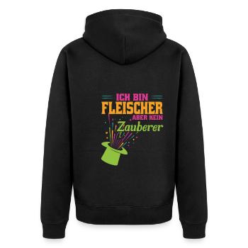 Fleischer Beruf Metzger Geschenk - Unisex Premium Bio Zip Hoodie - Schwarz - Hinten - Nico (187cm)