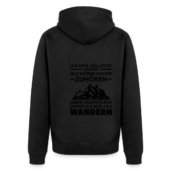 Wandern Berge Wanderer Geschenk - Unisex Premium Bio Zip Hoodie - Schwarz - Hinten - Nico (187cm)