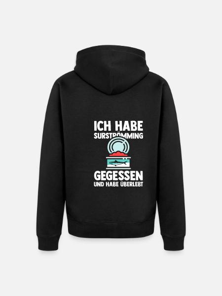 Surströmming Fisch Dosenfisch Geschenk - Unisex Premium Bio Zip Hoodie - Schwarz
